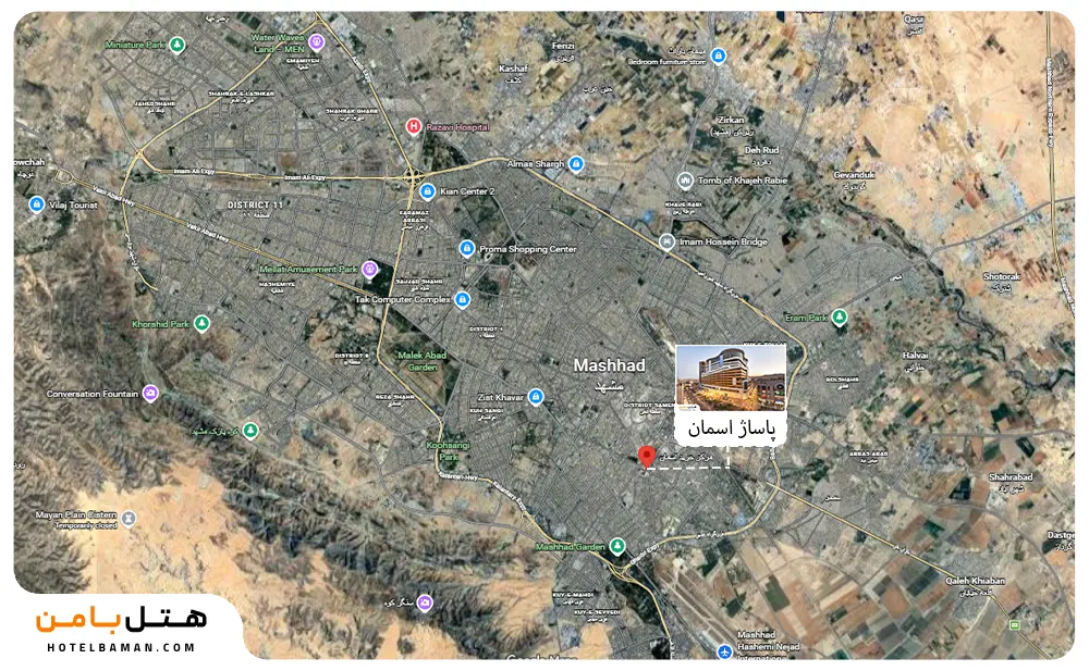 تصویر موقعیت مکانی پاساژ آسمان مشهد