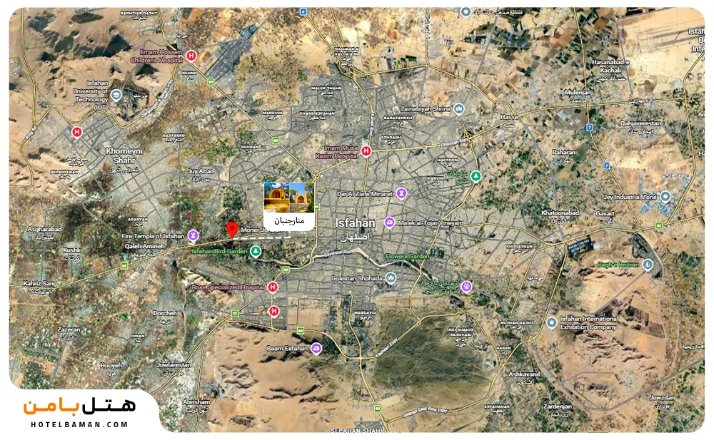 تصویر موقعیت مکانی منارجنبان اصفهان